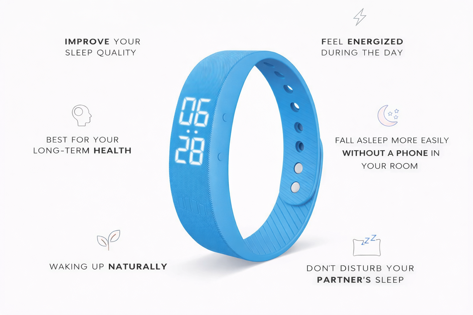 HushSense Silent Vibration Alarm Band with Running Pedometer