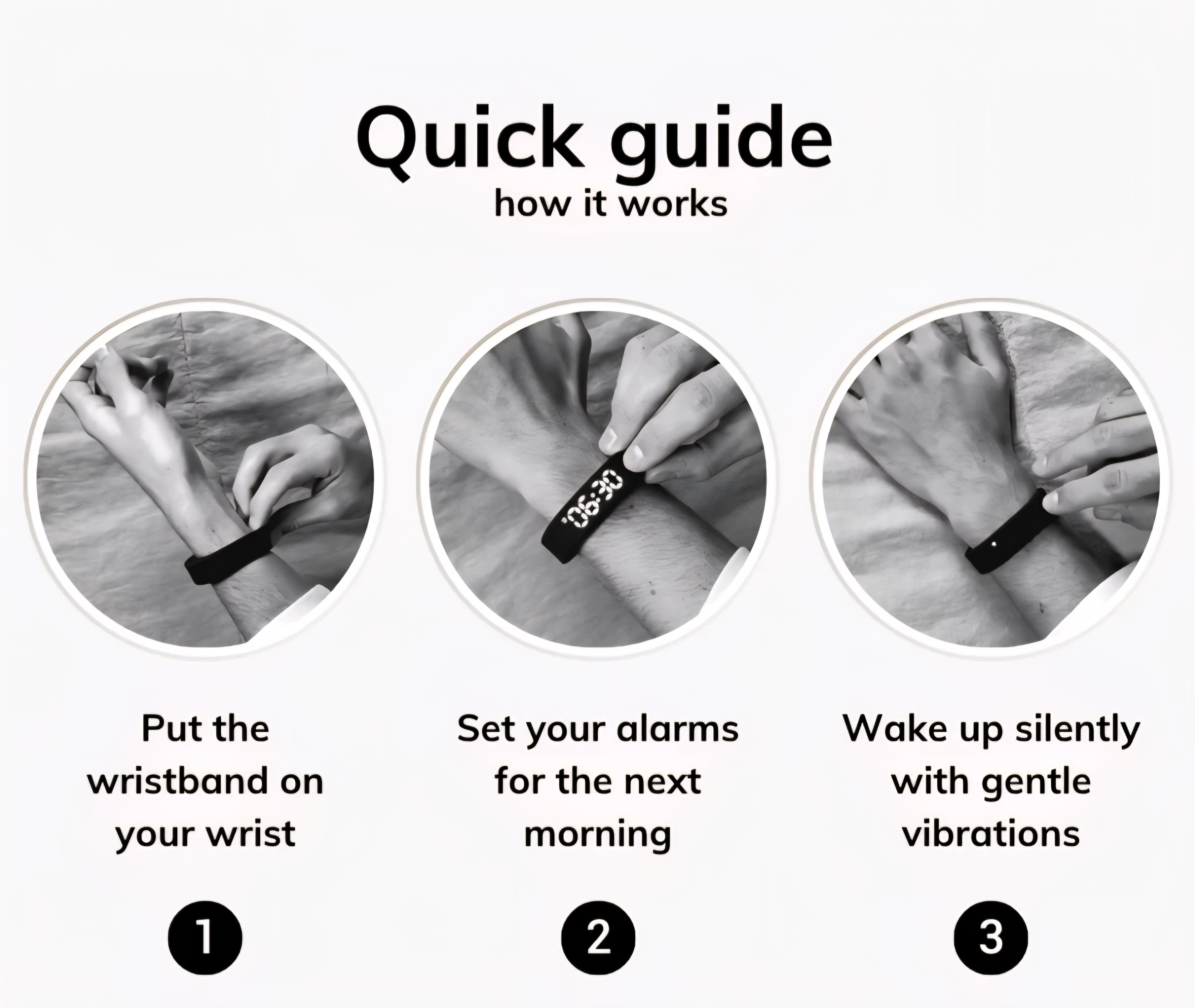 HushSense Silent Vibration Alarm Band with Running Pedometer